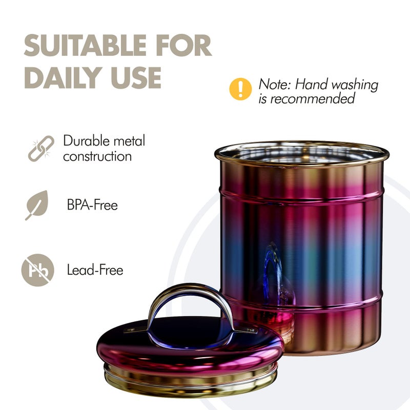 Amici Home Rainbow Metal Storage Canister | Dry Food Storage Container | Airtight Lid | 64 Ounce Capacity | Modern Home DÃ©cor | Decorative Metal Canister for Kitchen Countertop (Large) - Image 2